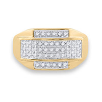Load image into Gallery viewer, 10kt Yellow Gold Mens Round Diamond Rectangle Cluster Ring 1/3 Cttw
