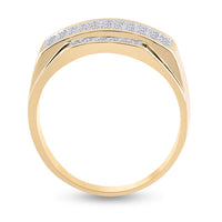 Load image into Gallery viewer, 10kt Yellow Gold Mens Round Diamond Rectangle Cluster Ring 1/3 Cttw
