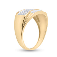 Load image into Gallery viewer, 10kt Yellow Gold Mens Round Diamond Rectangle Cluster Ring 1/3 Cttw
