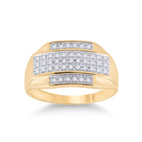 Load image into Gallery viewer, 10kt Yellow Gold Mens Round Diamond Rectangle Cluster Ring 1/3 Cttw

