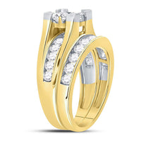 Load image into Gallery viewer, 14kt Yellow Gold Princess Diamond Bridal Wedding Ring Band Set 2 Cttw

