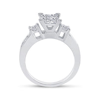 Load image into Gallery viewer, 14kt White Gold Princess Diamond Bridal Wedding Ring Band Set 1-1/2 Cttw
