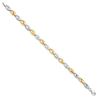 Load image into Gallery viewer, 14K Two-tone Polished and Diamond-cut Fancy Link Bracelet

