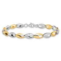 Load image into Gallery viewer, 14K Two-tone Polished and Diamond-cut Fancy Link Bracelet
