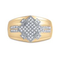 Load image into Gallery viewer, 10kt Yellow Gold Mens Round Diamond Offset Square Cluster Ring 1/3 Cttw
