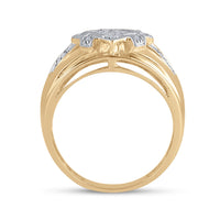 Load image into Gallery viewer, 10kt Yellow Gold Mens Round Diamond Offset Square Cluster Ring 1/3 Cttw
