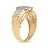 Load image into Gallery viewer, 10kt Yellow Gold Mens Round Diamond Offset Square Cluster Ring 1/3 Cttw
