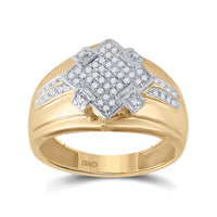 Load image into Gallery viewer, 10kt Yellow Gold Mens Round Diamond Offset Square Cluster Ring 1/3 Cttw
