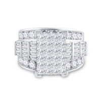 Load image into Gallery viewer, 14kt White Gold Princess Diamond Cluster Bridal Wedding Engagement Ring 4 Cttw
