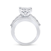 Load image into Gallery viewer, 14kt White Gold Princess Diamond Cluster Bridal Wedding Engagement Ring 4 Cttw
