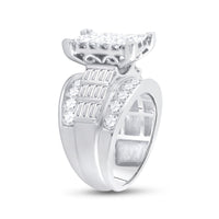 Load image into Gallery viewer, 14kt White Gold Princess Diamond Cluster Bridal Wedding Engagement Ring 4 Cttw
