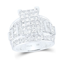 Load image into Gallery viewer, 14kt White Gold Princess Diamond Cluster Bridal Wedding Engagement Ring 4 Cttw
