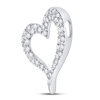 Load image into Gallery viewer, 14kt White Gold Womens Round Pave-set Diamond Heart Outline Pendant 1/3 Cttw
