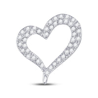 Load image into Gallery viewer, 14kt White Gold Womens Round Pave-set Diamond Heart Outline Pendant 1/3 Cttw
