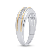 Load image into Gallery viewer, 14kt White Two-tone Gold Mens Round Channel-set Diamond Wedding Band 1/4 Cttw
