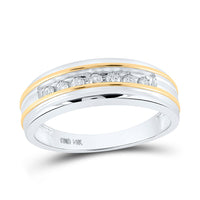 Load image into Gallery viewer, 14kt White Two-tone Gold Mens Round Channel-set Diamond Wedding Band 1/4 Cttw
