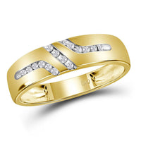 Load image into Gallery viewer, 10kt Yellow Gold His Hers Round Diamond Solitaire Matching Wedding Set 1/4 Cttw
