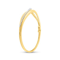 Load image into Gallery viewer, 14kt Yellow Gold Womens Round Diamond Graduated Journey Bangle Bracelet 1 Cttw
