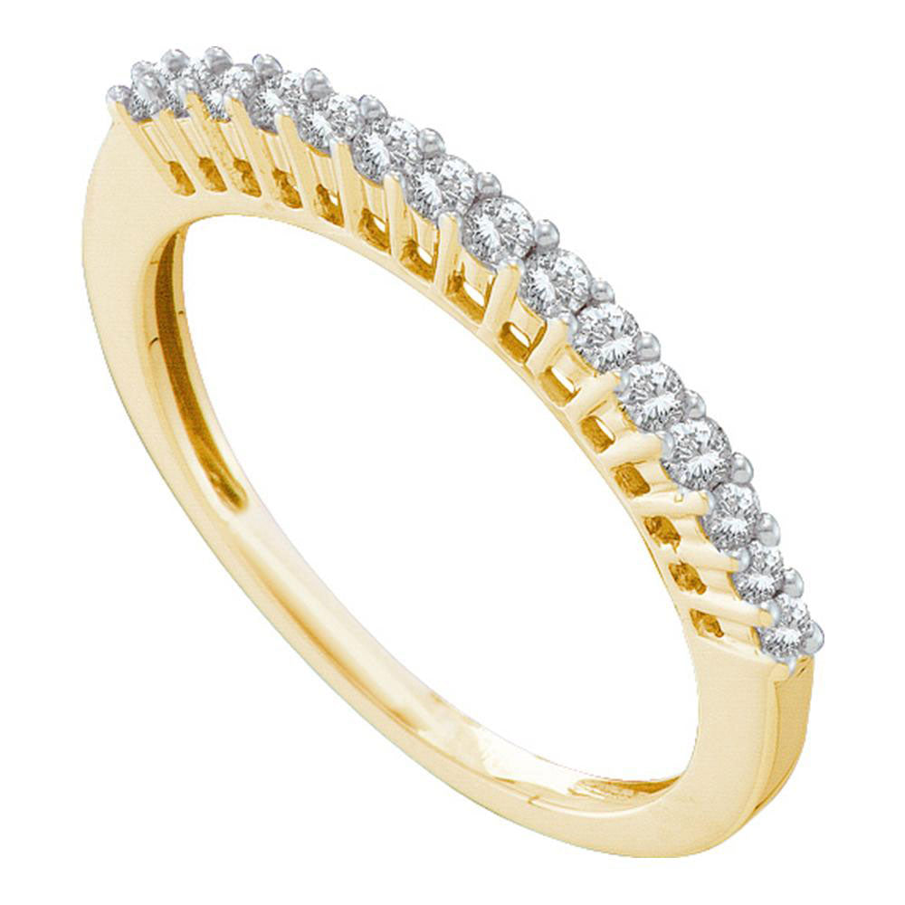 14kt Yellow Gold Womens Round Diamond Wedding Single Row Band 1/4 Cttw