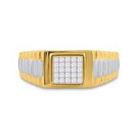 Load image into Gallery viewer, 14kt Two-tone Gold Mens Princess Diamond Ribbed Cluster Ring 1/4 Cttw
