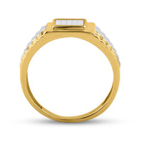 Load image into Gallery viewer, 14kt Two-tone Gold Mens Princess Diamond Ribbed Cluster Ring 1/4 Cttw
