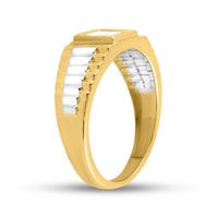 Load image into Gallery viewer, 14kt Two-tone Gold Mens Princess Diamond Ribbed Cluster Ring 1/4 Cttw
