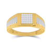 Load image into Gallery viewer, 14kt Two-tone Gold Mens Princess Diamond Ribbed Cluster Ring 1/4 Cttw
