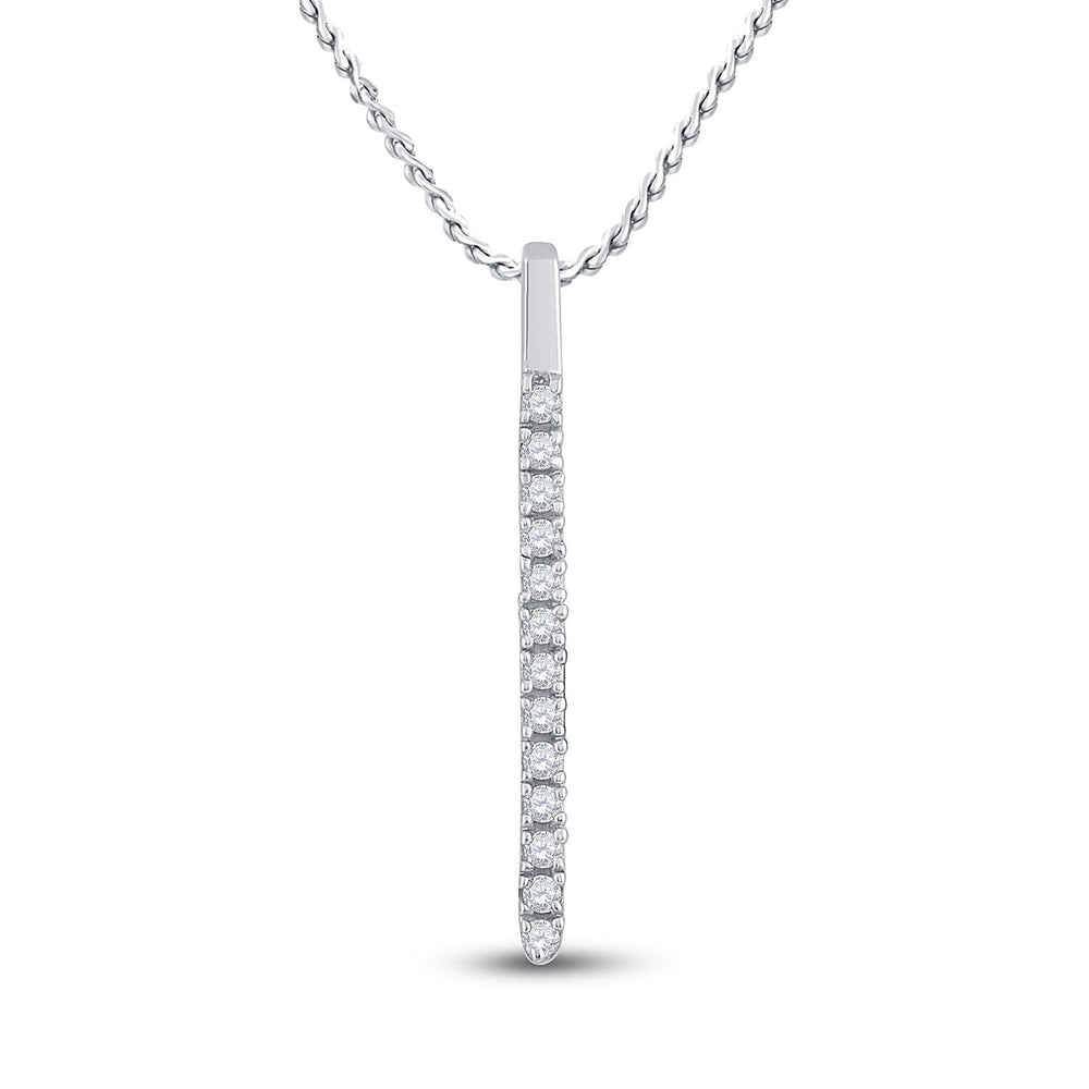 14kt White Gold Womens Round Diamond Bar Pendant 1/10 Cttw