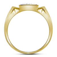 Load image into Gallery viewer, 10kt Yellow Gold Mens Round Diamond Square Cluster Ring 1/4 Cttw
