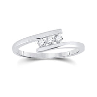 Load image into Gallery viewer, 10kt White Gold Womens Round Diamond 3-stone Promise Ring 1/10 Cttw
