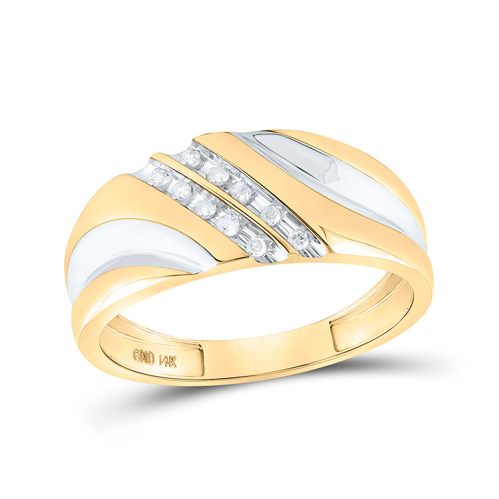 14kt Yellow Gold Mens Round Diamond Wedding Band Ring 1/8 Cttw