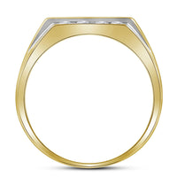 Load image into Gallery viewer, 10kt Yellow Gold Mens Round Diamond Square Cluster Ring 1/4 Cttw

