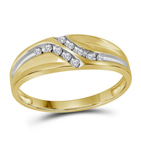 Load image into Gallery viewer, 14kt Yellow Gold Mens Round Diamond Wedding Band Ring 1/8 Cttw
