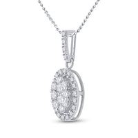 Load image into Gallery viewer, 14kt White Gold Womens Round Diamond Oval Cluster Pendant 1/2 Cttw
