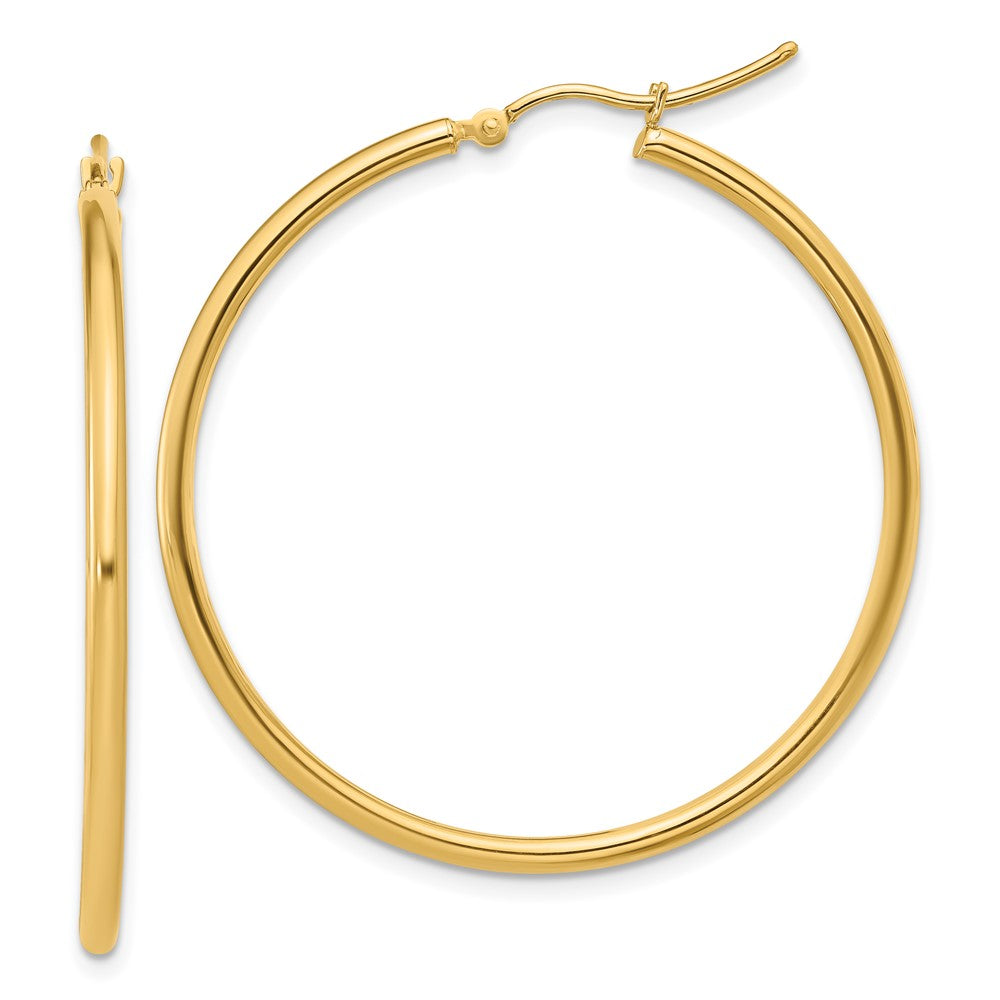 14K 2x40mm Polished Hoop Earrings