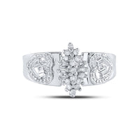 Load image into Gallery viewer, Sterling Silver Womens Round Diamond Heart Mom Cluster Ring 1/8 Cttw
