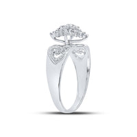 Load image into Gallery viewer, Sterling Silver Womens Round Diamond Heart Mom Cluster Ring 1/8 Cttw
