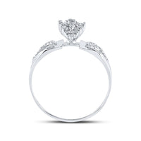 Load image into Gallery viewer, Sterling Silver Womens Round Diamond Heart Mom Cluster Ring 1/8 Cttw
