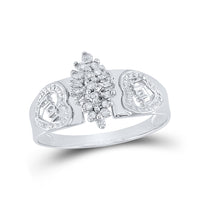Load image into Gallery viewer, Sterling Silver Womens Round Diamond Heart Mom Cluster Ring 1/8 Cttw
