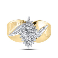 Load image into Gallery viewer, Yellow-tone Sterling Silver Womens Round Diamond Cluster Ring 1/8 Cttw

