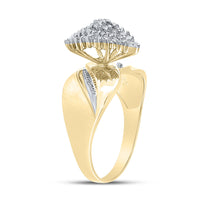 Load image into Gallery viewer, Yellow-tone Sterling Silver Womens Round Diamond Cluster Ring 1/8 Cttw
