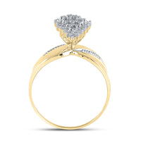 Load image into Gallery viewer, Yellow-tone Sterling Silver Womens Round Diamond Cluster Ring 1/8 Cttw

