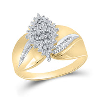 Load image into Gallery viewer, Yellow-tone Sterling Silver Womens Round Diamond Cluster Ring 1/8 Cttw

