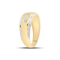 Load image into Gallery viewer, Yellow-tone Sterling Silver Mens Round Diamond Cross Wedding Band Ring 1/20 Cttw
