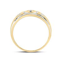 Load image into Gallery viewer, Yellow-tone Sterling Silver Mens Round Diamond Cross Wedding Band Ring 1/20 Cttw
