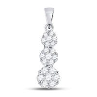 Load image into Gallery viewer, 14kt White Gold Womens Round Diamond Triple Flower Cluster Pendant 3/4 Cttw
