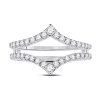 Load image into Gallery viewer, 14kt White Gold Womens Round Diamond Ring Guard Wrap Enhancer Wedding Band 1/2 Cttw

