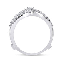 Load image into Gallery viewer, 14kt White Gold Womens Round Diamond Ring Guard Wrap Enhancer Wedding Band 1/2 Cttw
