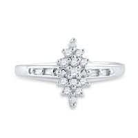 Load image into Gallery viewer, Sterling Silver Womens Round Diamond Cluster Ring 1/10 Cttw
