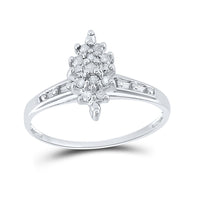 Load image into Gallery viewer, Sterling Silver Womens Round Diamond Cluster Ring 1/10 Cttw
